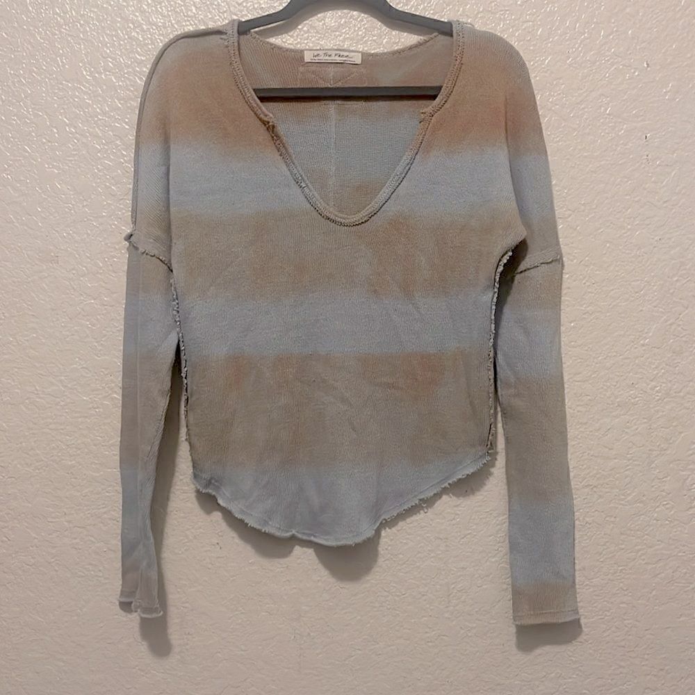 Free People Come and Get It Knit Striped V Neck Top Size XS